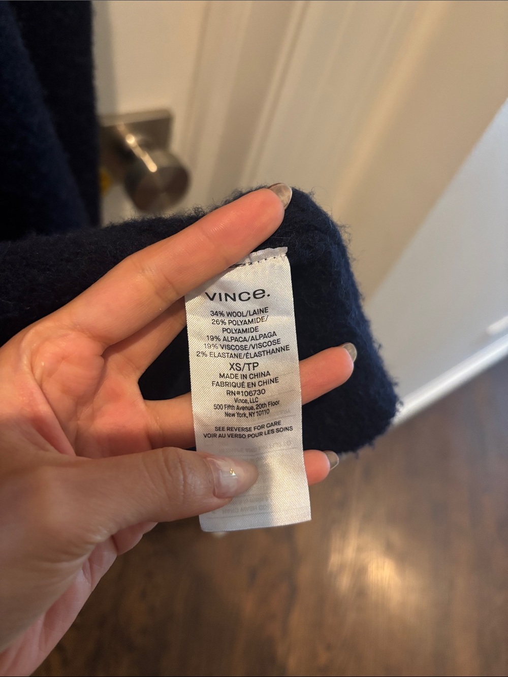 Vince, Classic Navy Women's Sweater Coat - Picture 8 of 10